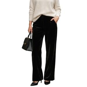 Talbots Black Velvet Rayon Silk Pants 10 90s Minimalist Quiet Lux Dark Academia